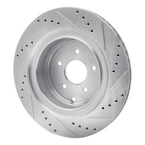 Infiniti Q50 Brake Rotor (1) - Rear Left - R1 Concepts - Drilled & Slotted - Silver - `09-`24